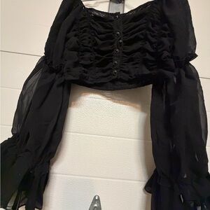 Chic Black Ruched Women's Blouse